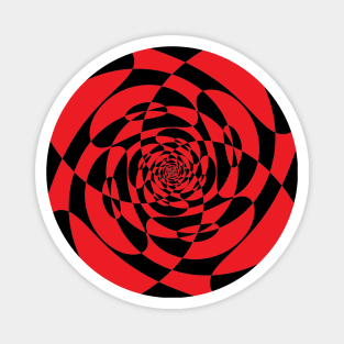 Red and Black Spiral Op Art Magnet